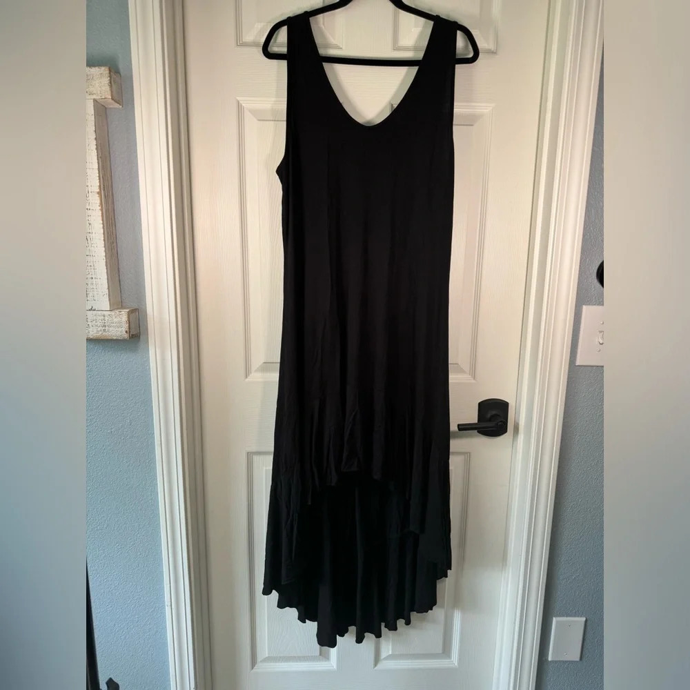 Swimsuits for all Black Dress Hi Low Ruffle Hem Midi Length Womens Size 14/16